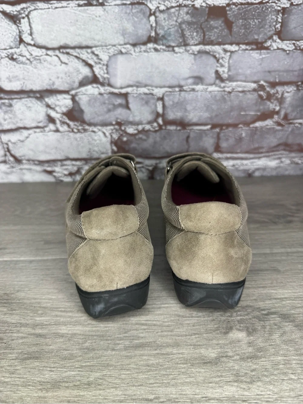 Munro American Sport Tan Brown Leather Adjustable Loafers Shoes Women Sz 8.5M US